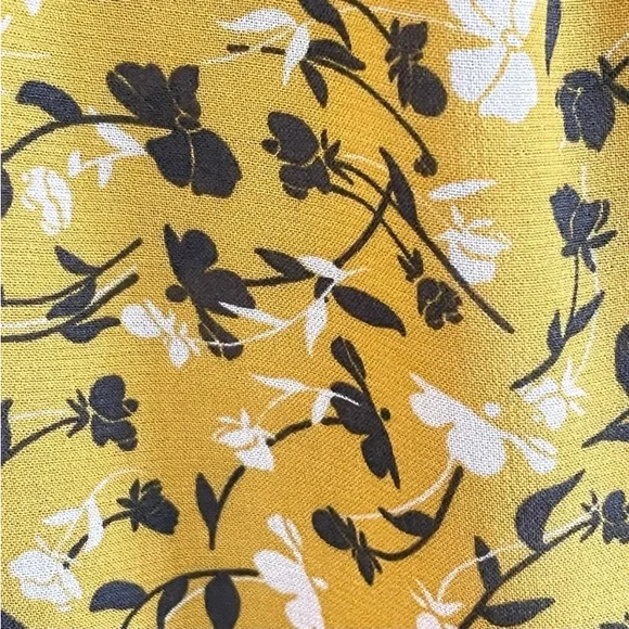 Anthro Maeve Mustard Floral Swing Peplum Blouse Top - Picture 10 of 13